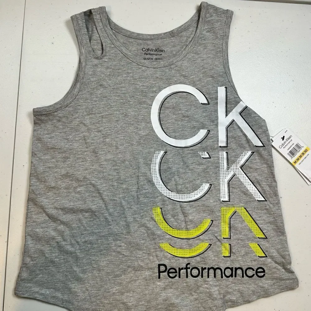 NWT Nike Calvin Klein Youth Girls White Gray Graphic Tee Shirt & Tank - Size M